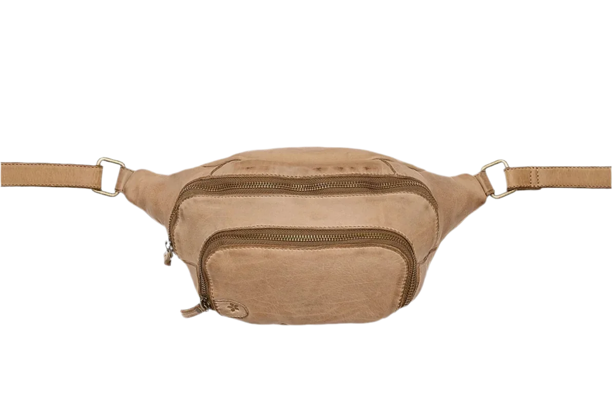 Wanda Pocket Bumbag leðurtaska – Taupe