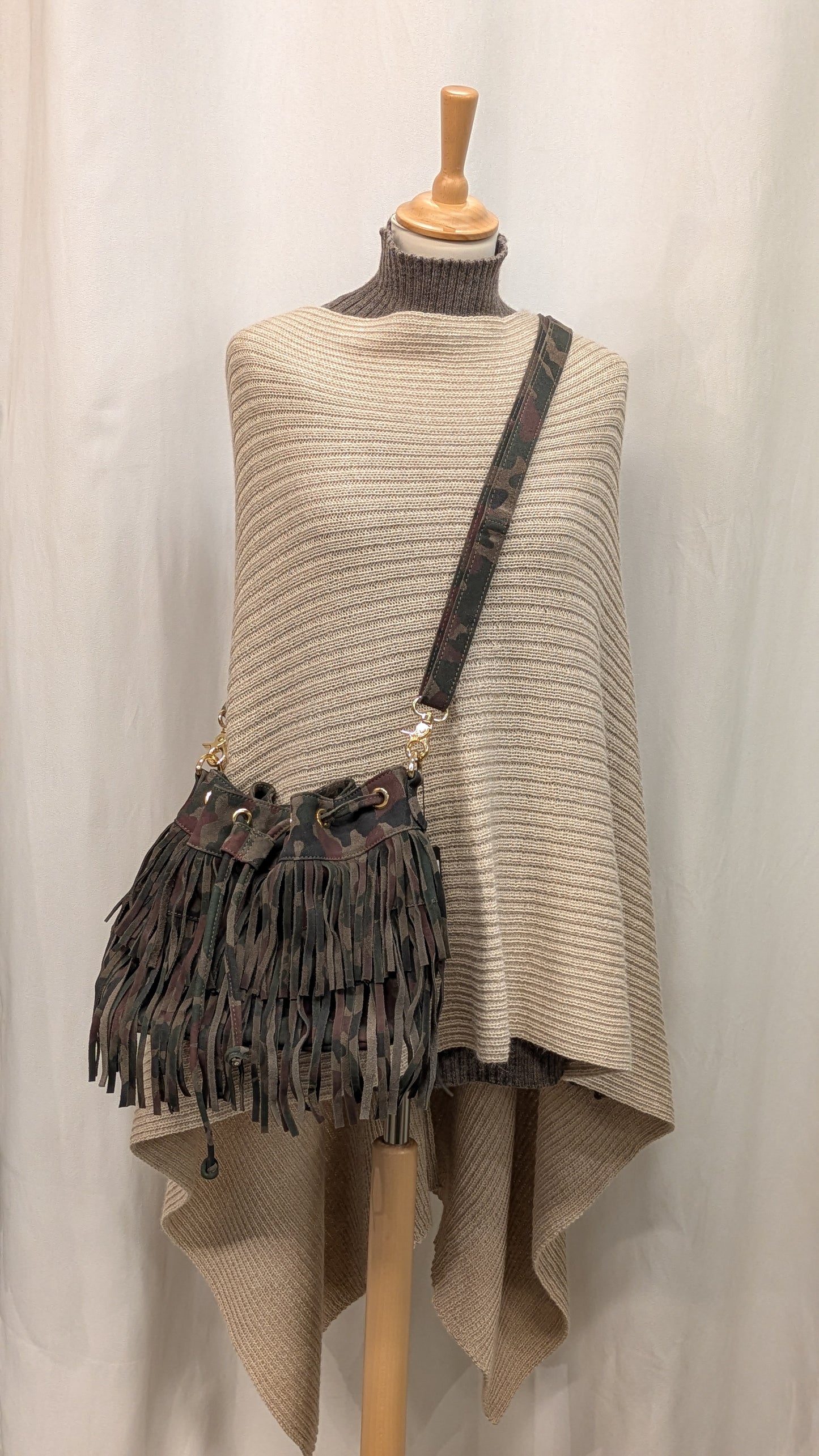 Camouflage fringe bag