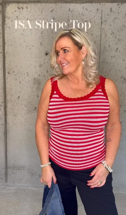 Nærfatasett - Röndótt Rosso/Bianco