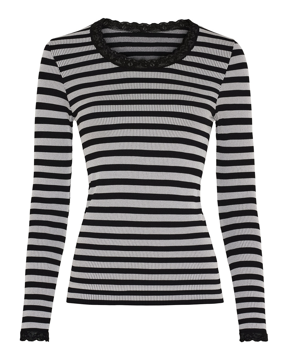 Síðerma bolir með blúndu - Black/White