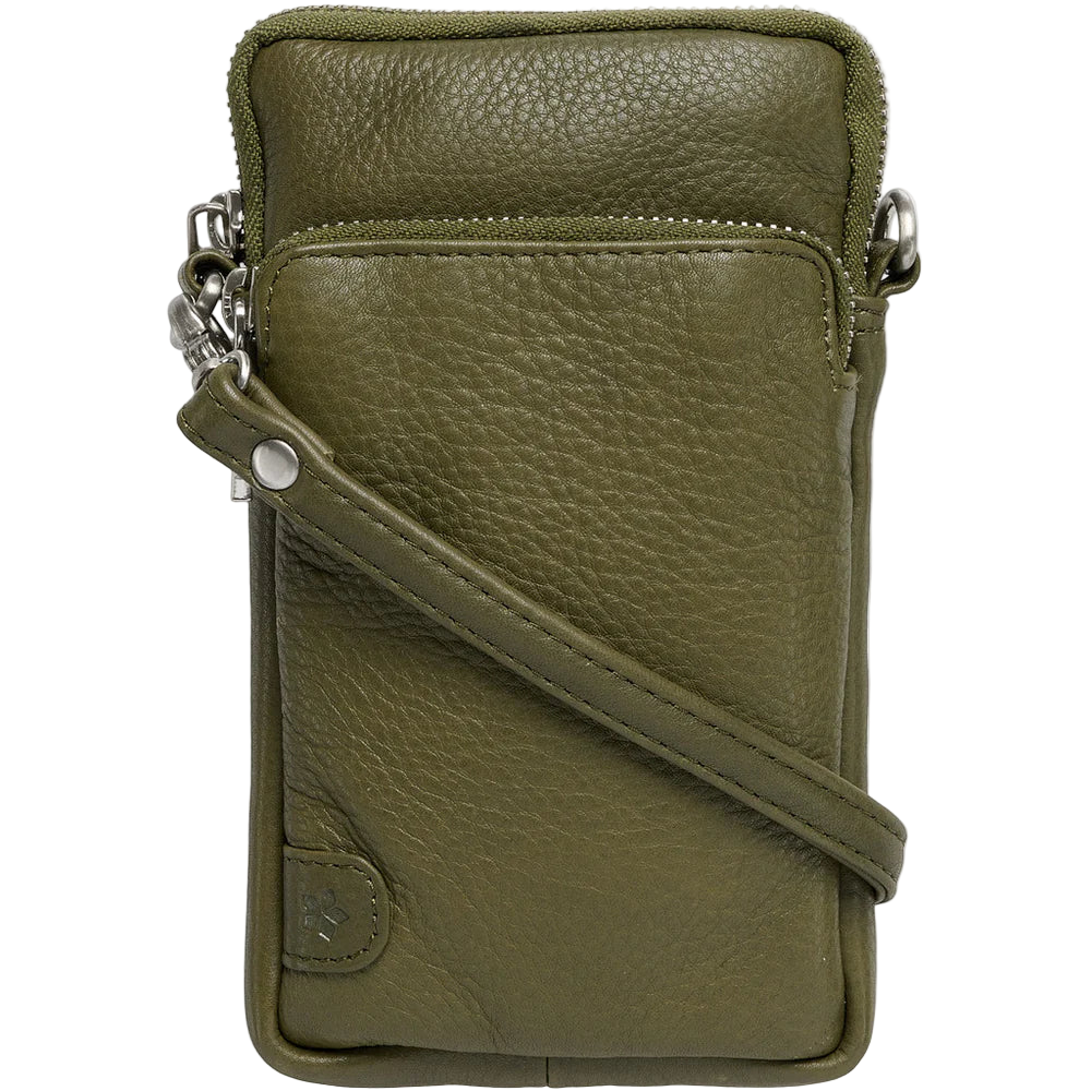Green leather crossbody bag