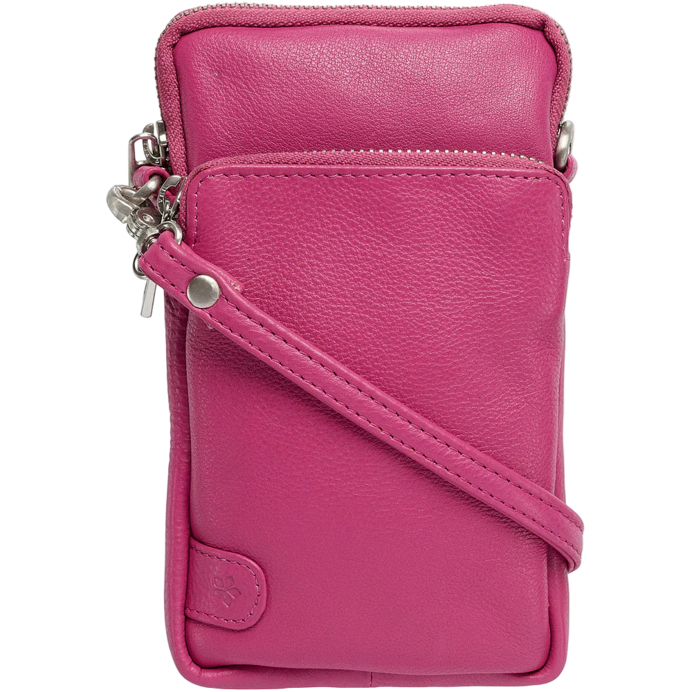 Pink leather crossbody bag 
