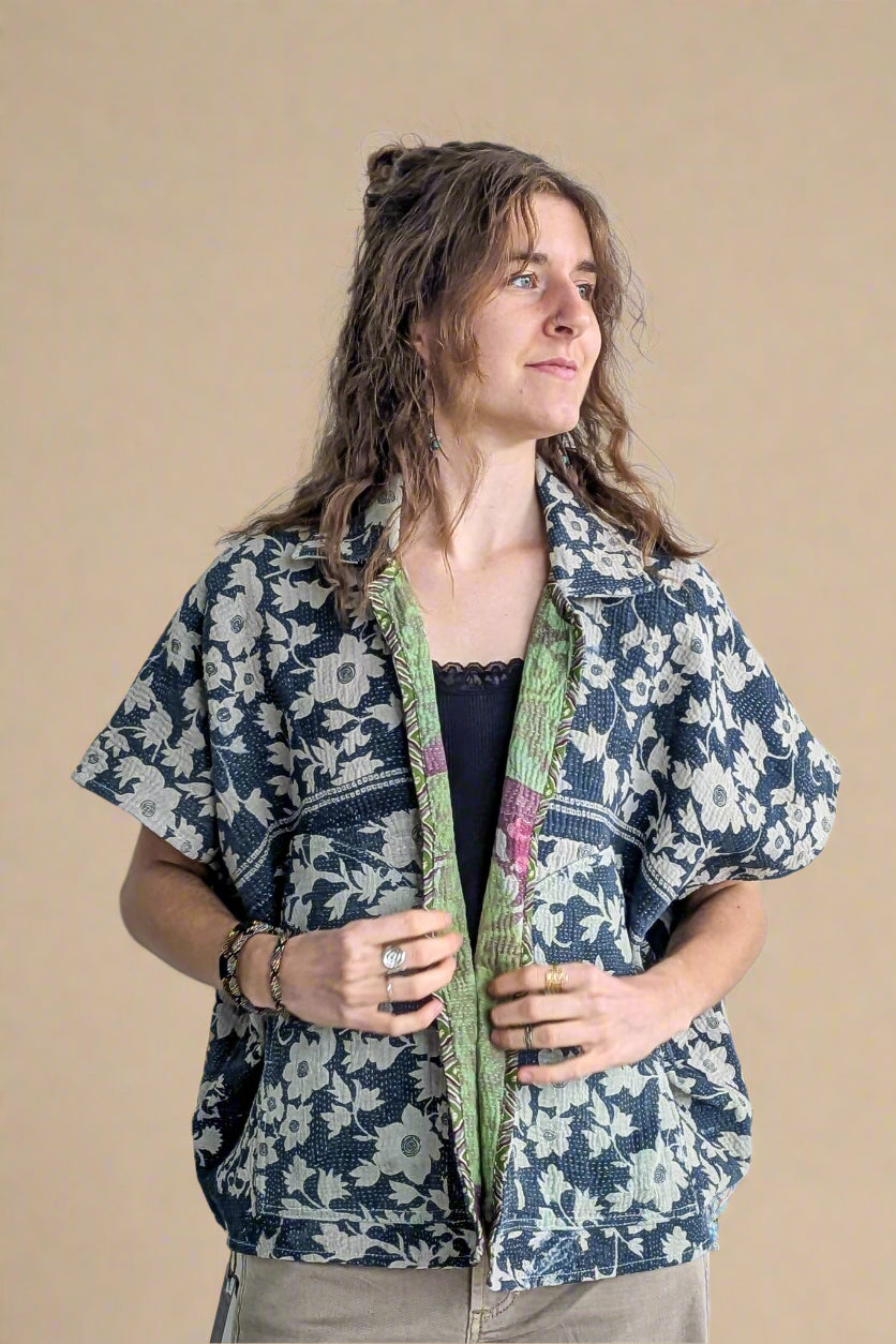 Cofur Kantha Cape Jacket - reversible