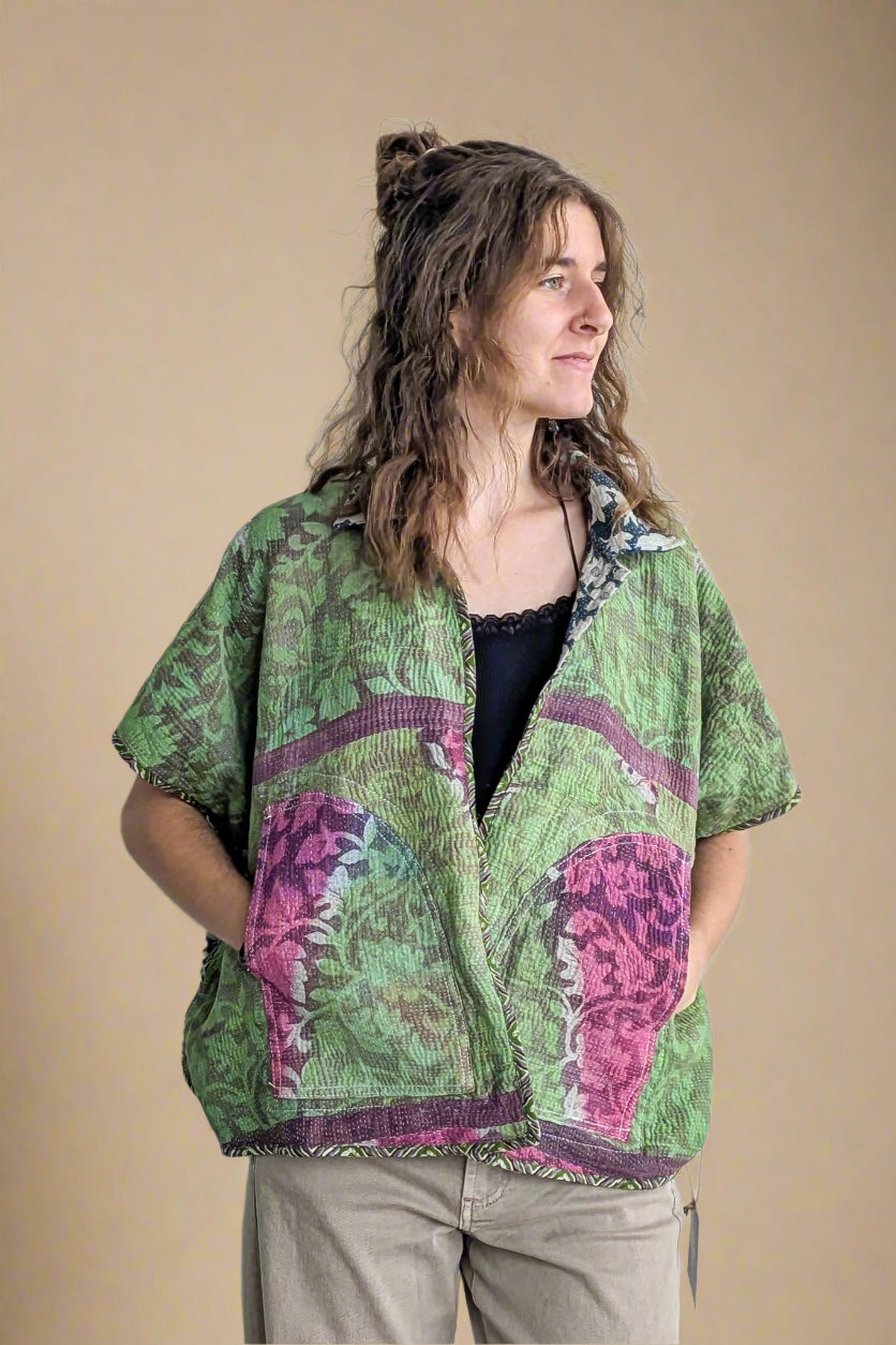 Cofur Kantha Cape Jacket - reversible