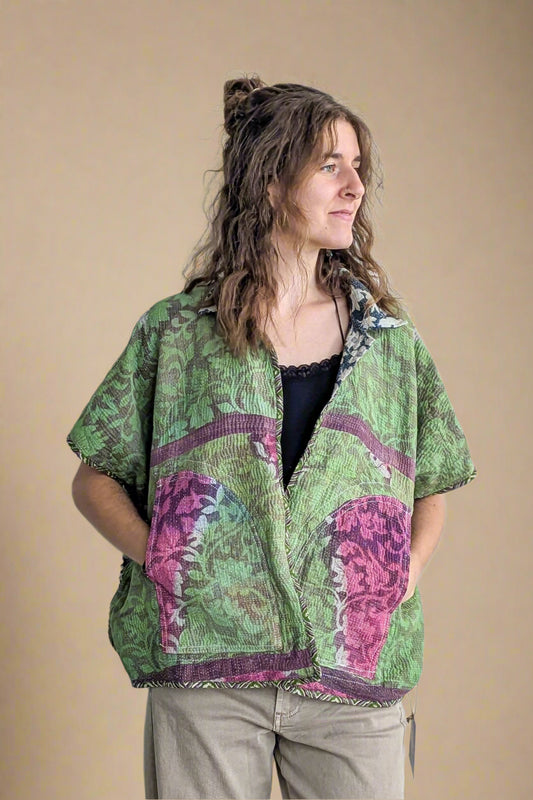 Cofur Kantha Cape Jacket - reversible