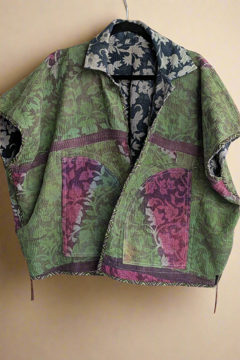 Cofur Kantha Cape Jacket - reversible