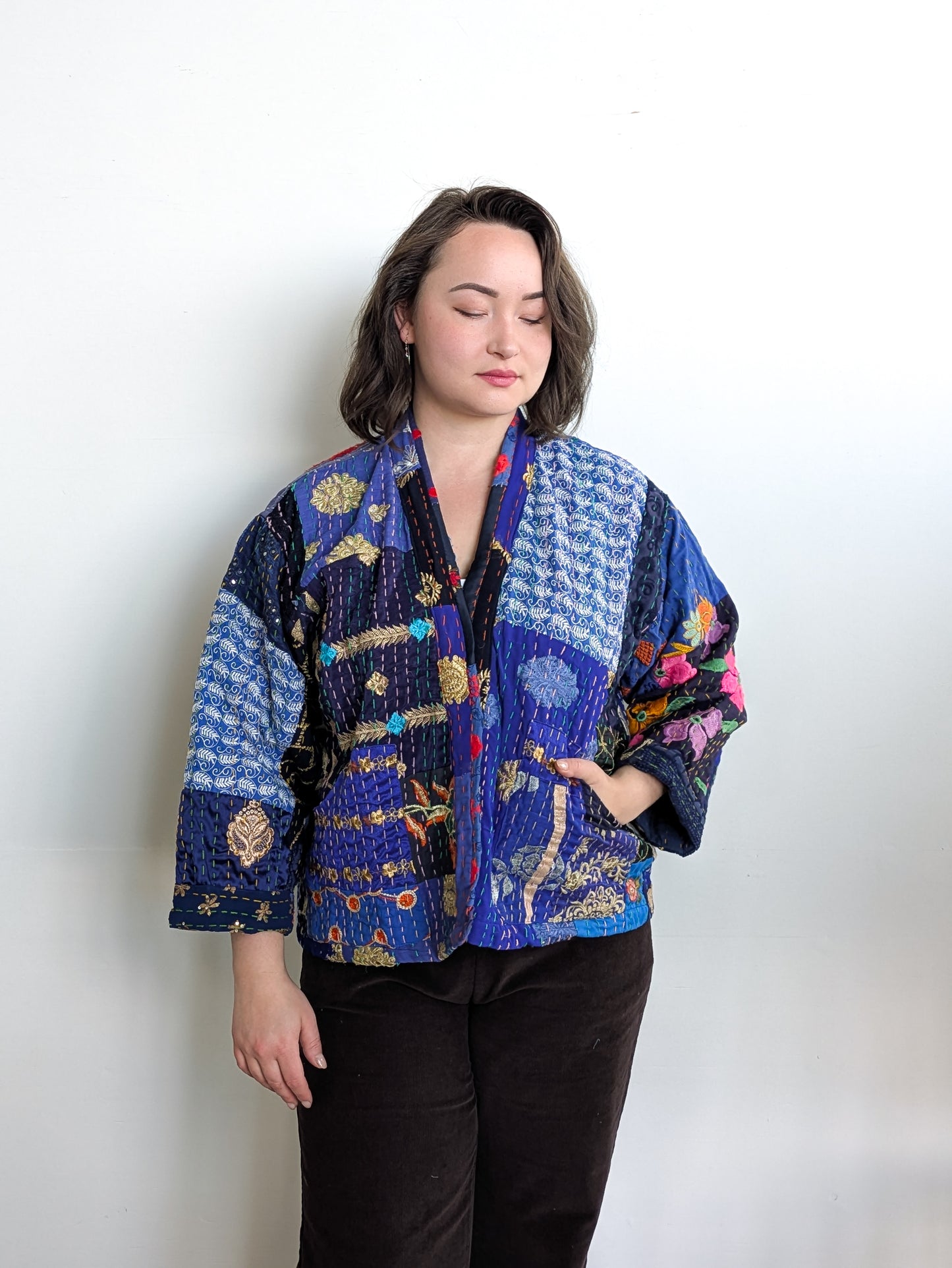 WAUW - Gitte jakki blár - One Size