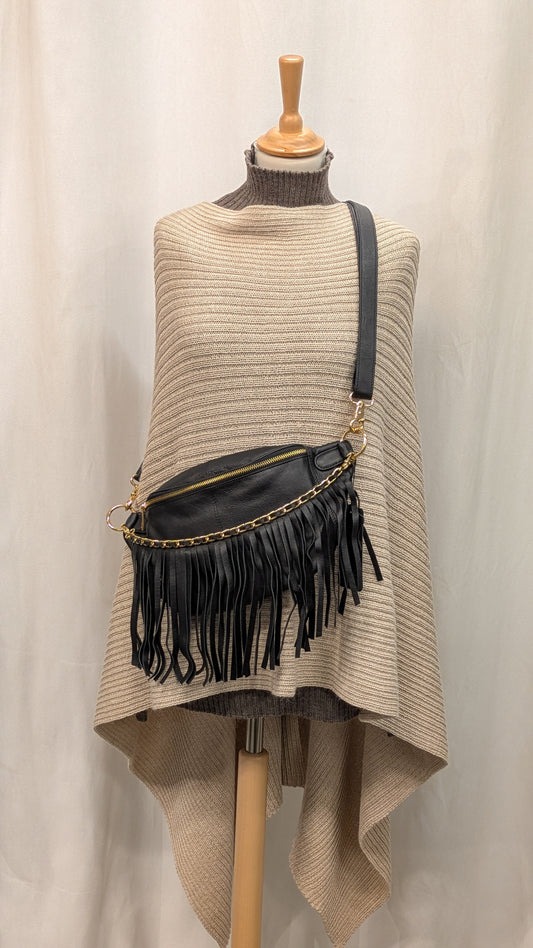 Frigga Fringe Bumbag - Black/Gold