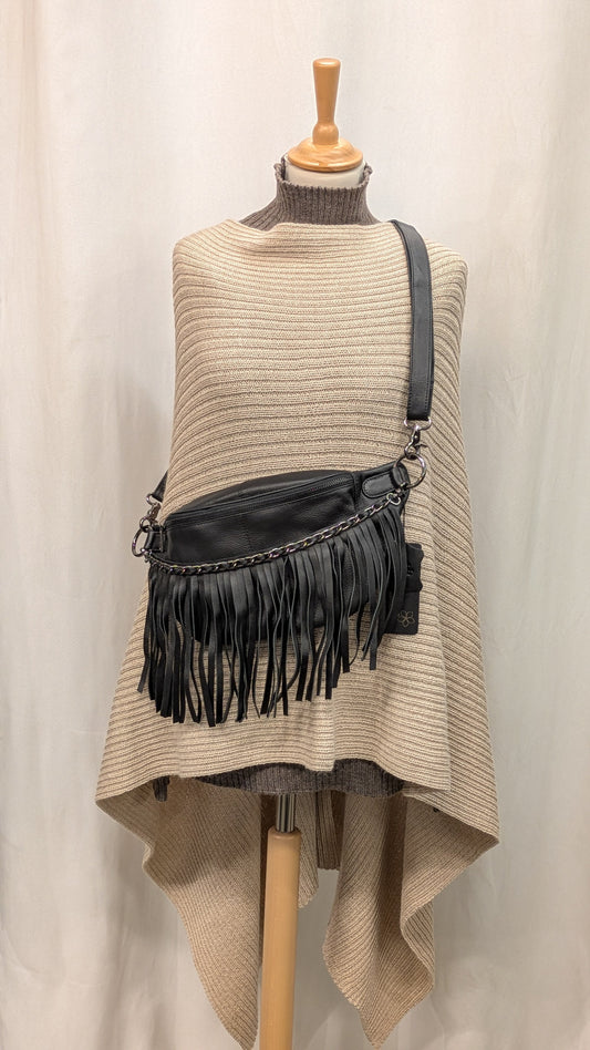 Frigga Fringe Bumbag - Black/silver