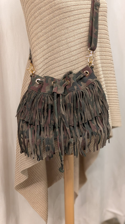 Camouflage fringe bag