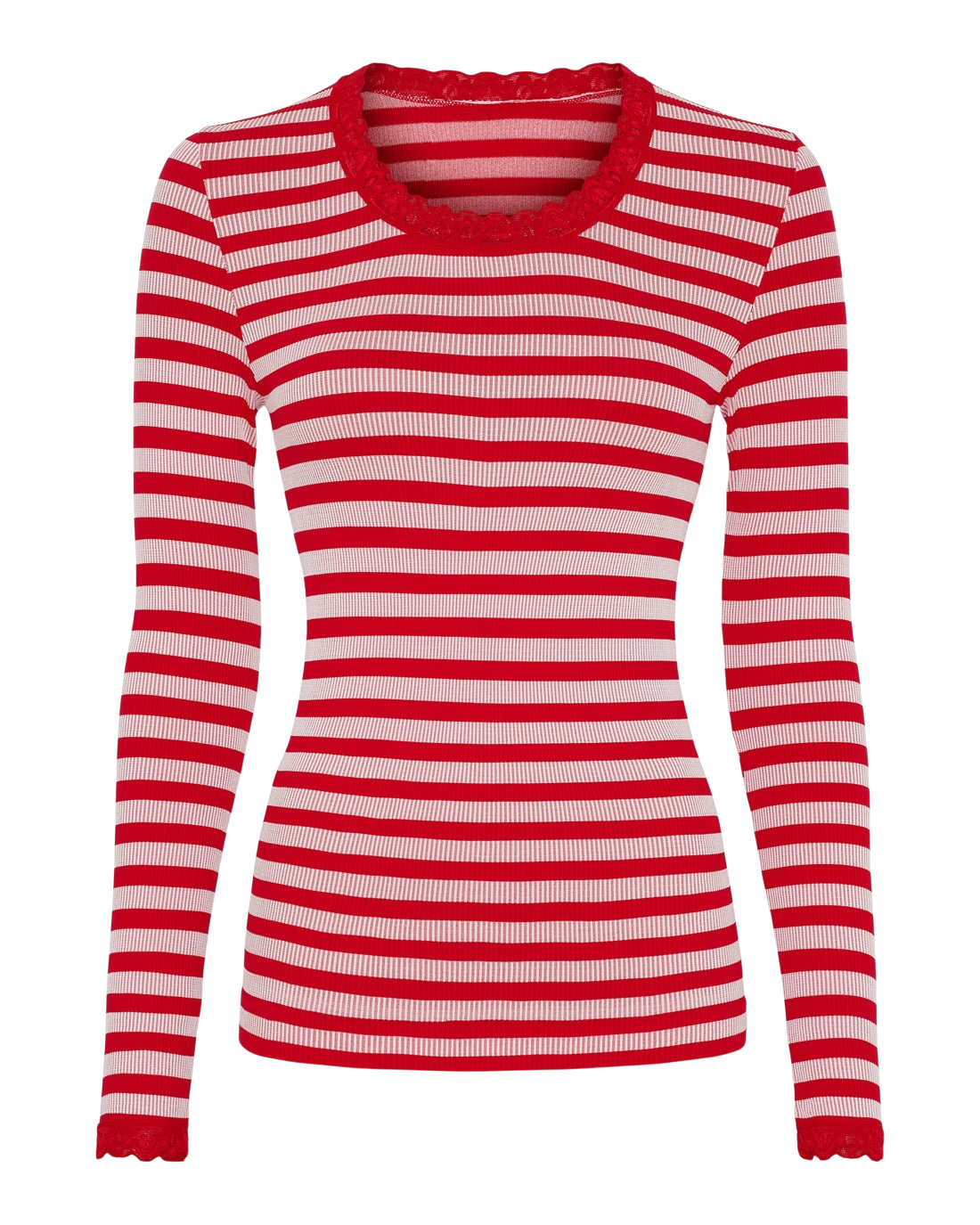 Síðerma bolir með blúndu - Red/white