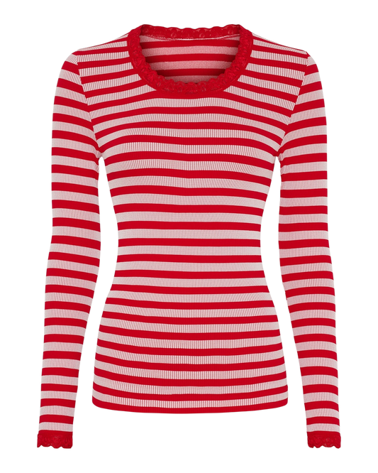 Síðerma bolir með blúndu - Red/white