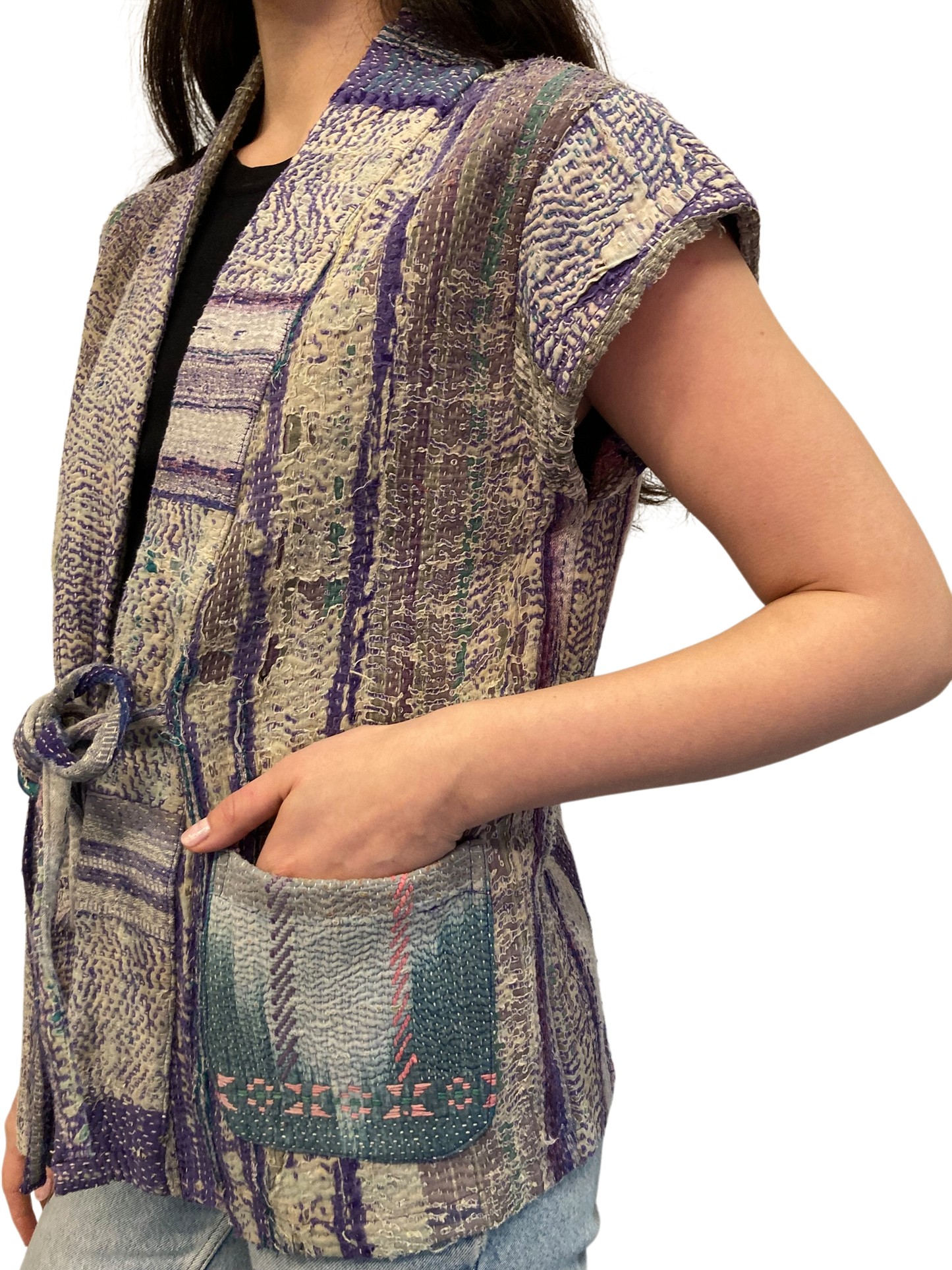 Cofur  Kantha vest w/belt - One size