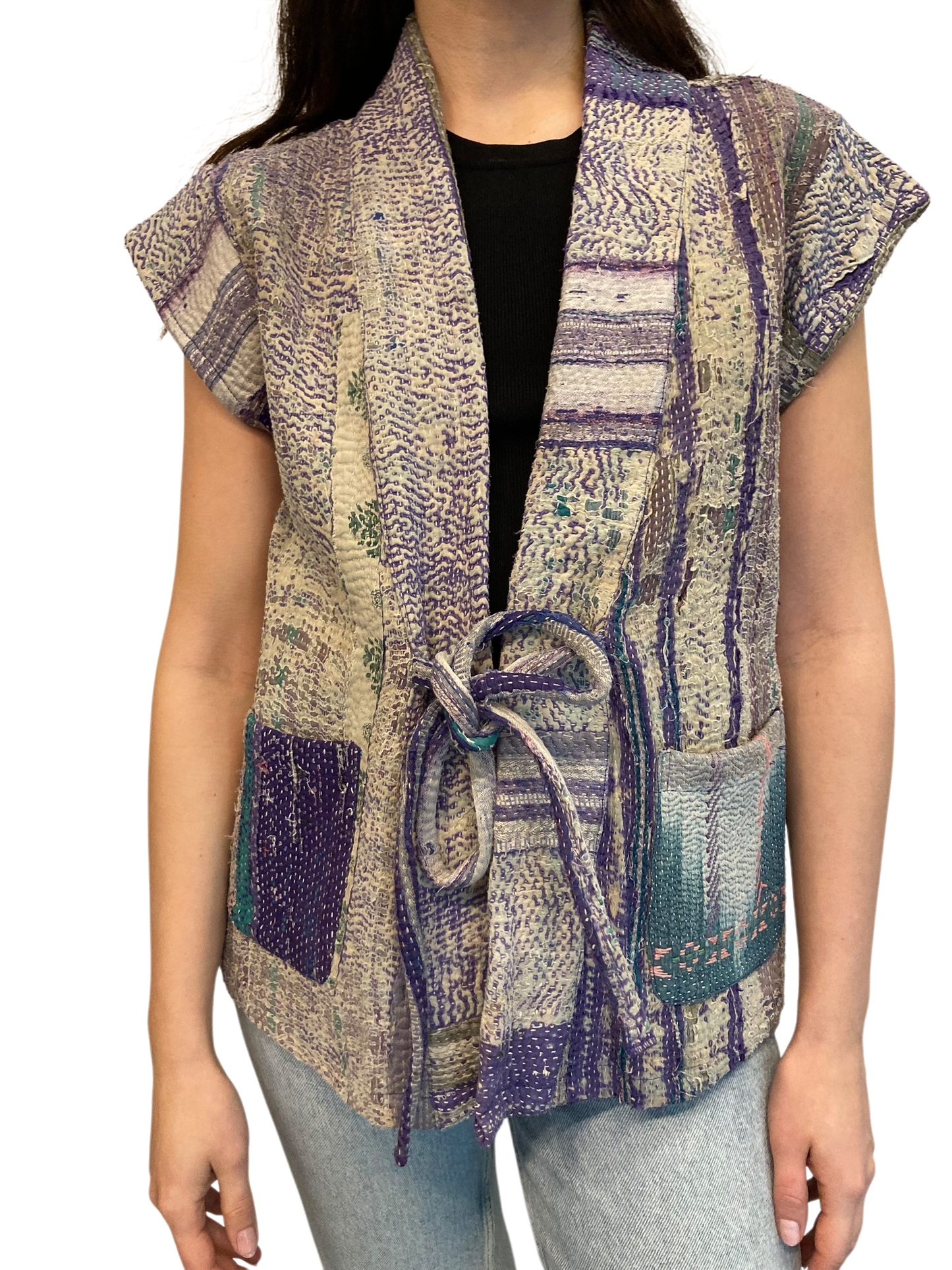 Cofur  Kantha vest w/belt - One size