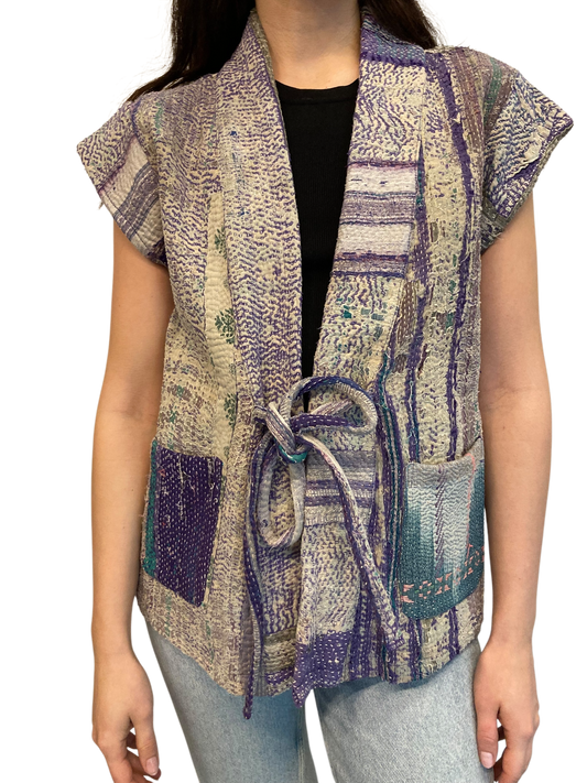 Cofur  Kantha vest w/belt - One size