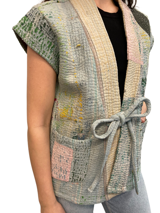 Cofur  Kantha vest w/belt - One size