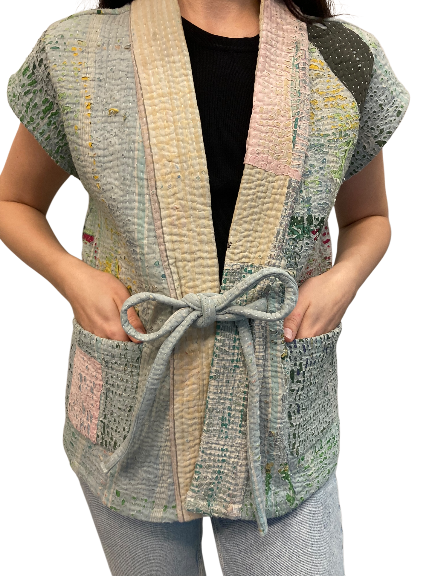 Cofur  Kantha vest w/belt - One size