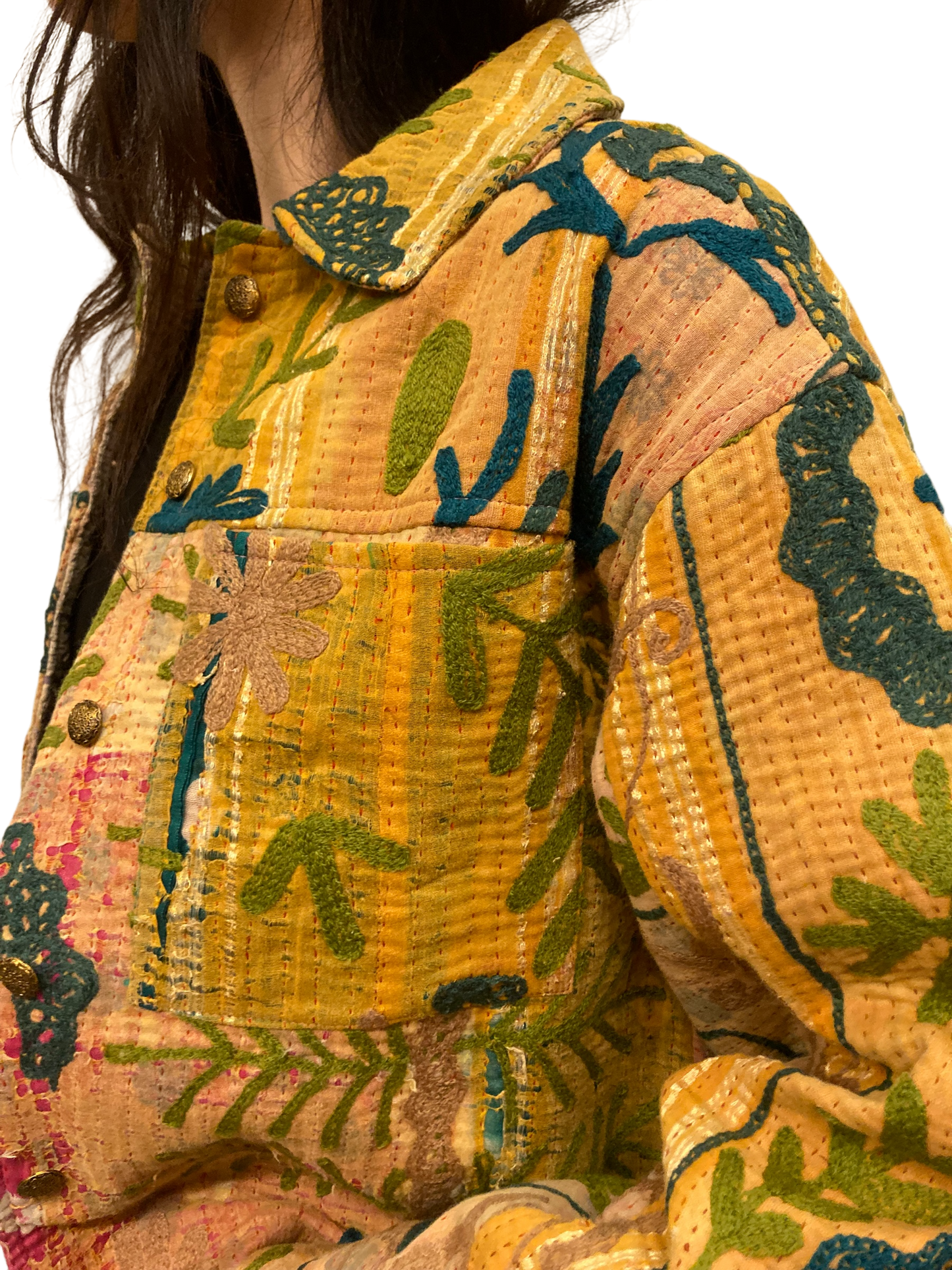 Cofur Kantha Jacket w/front pockets - One size