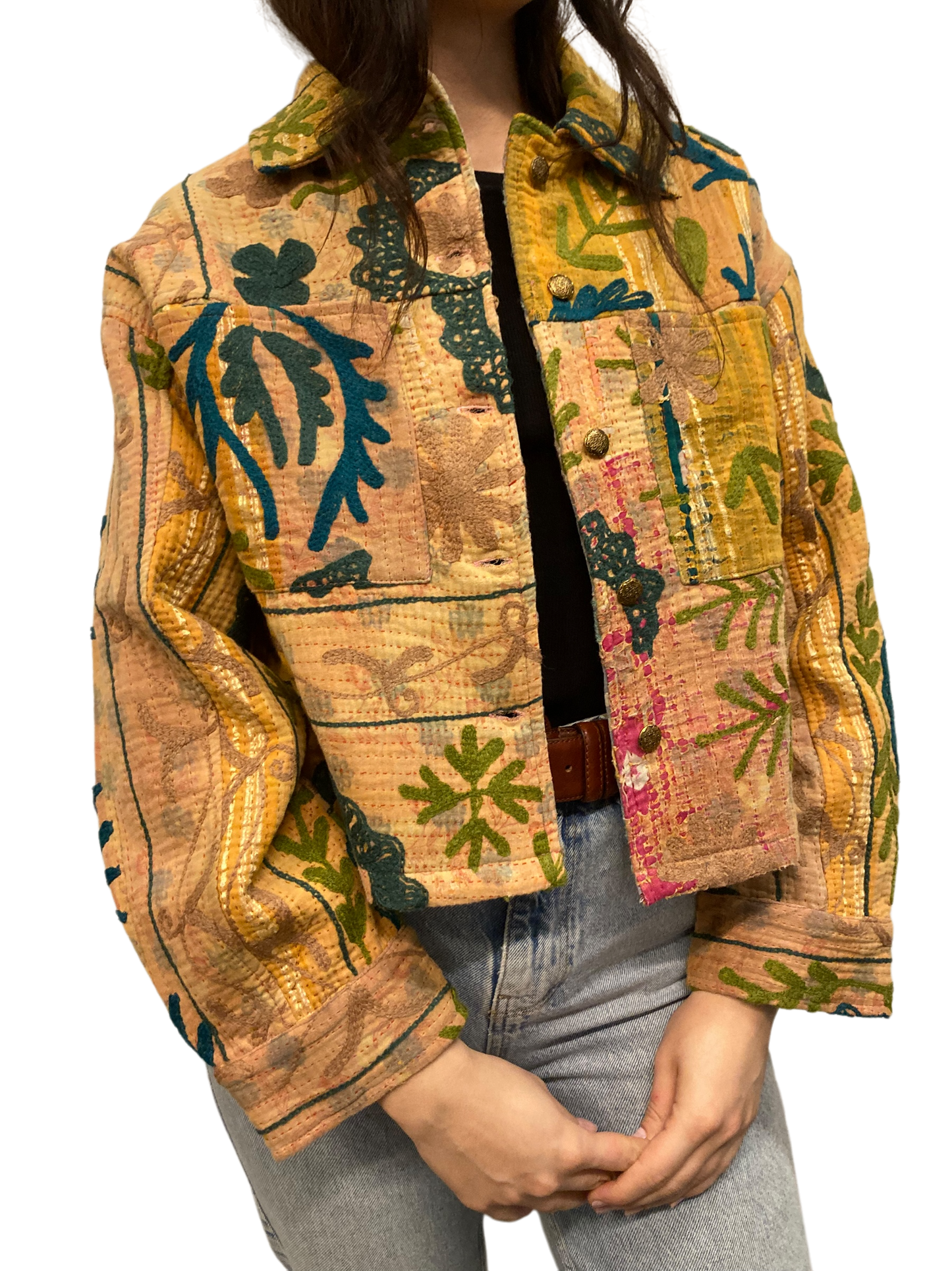 Cofur Kantha Jacket w/front pockets - One size