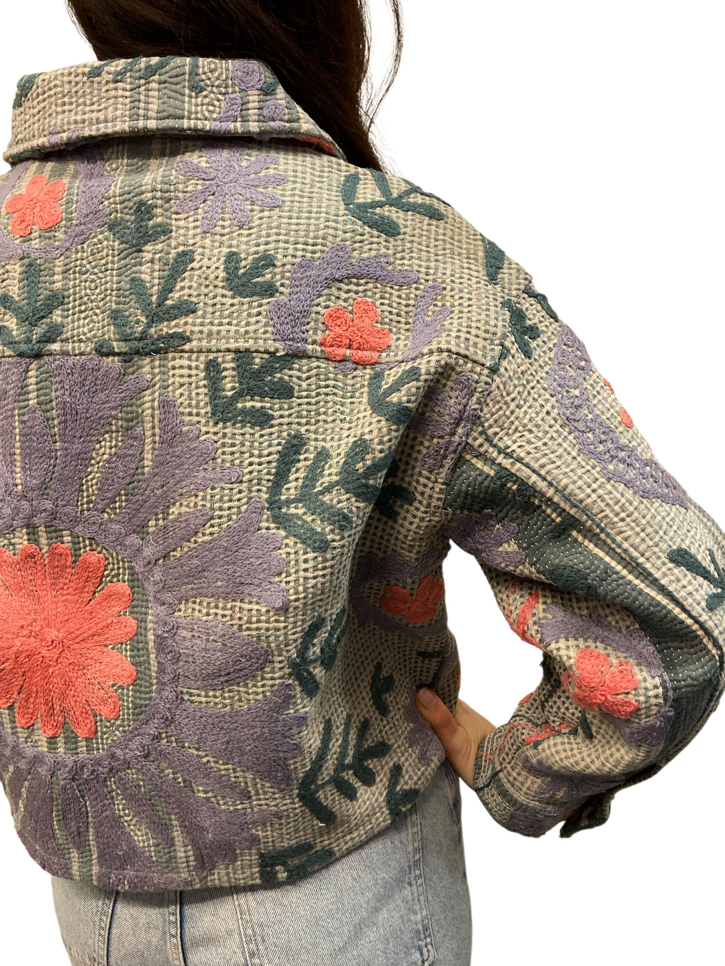 Cofur Kantha Jacket w/front pockets - One size