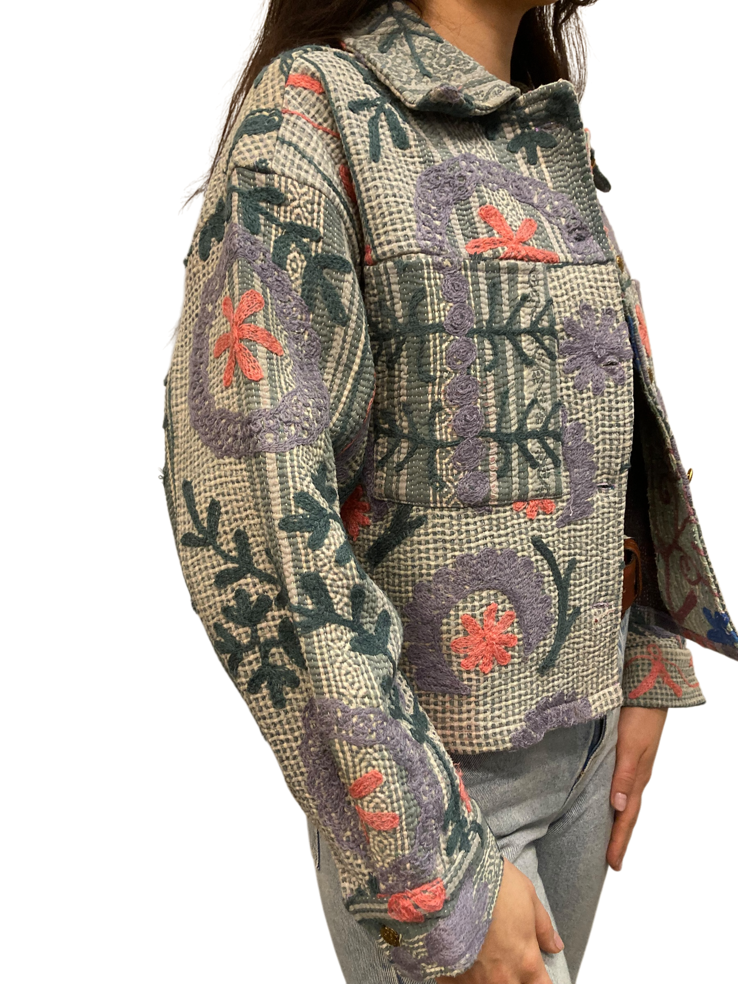 Cofur Kantha Jacket w/front pockets - One size