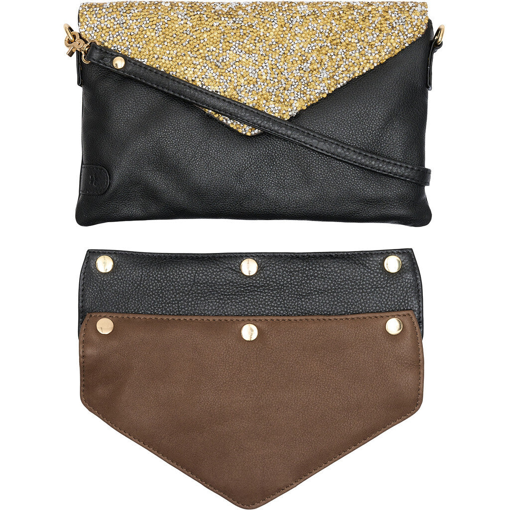 Jenna Multi flap Bag - Glimmer Black/Gold