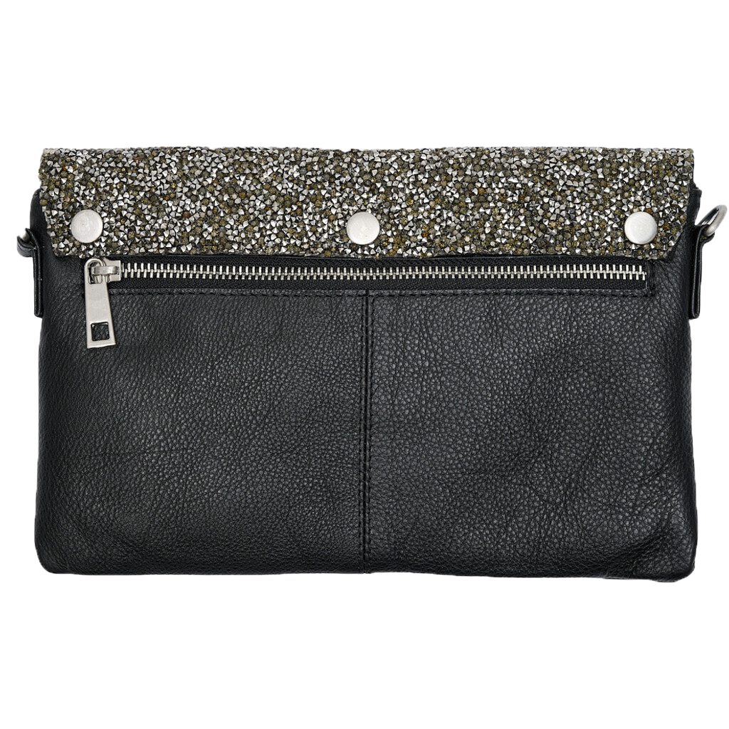 Jenna Multi flap Bag - Glimmer Black/silver