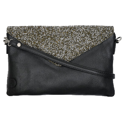 Jenna Multi flap Bag - Glimmer Black/silver