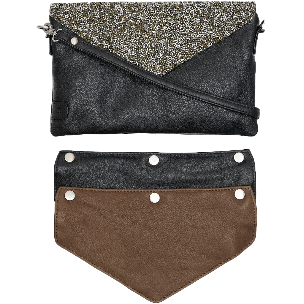 Jenna Multi flap Bag - Glimmer Black/silver