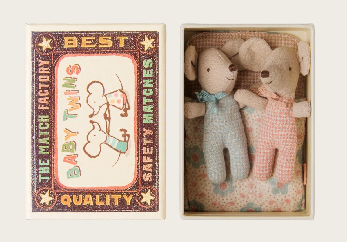 Maileg – Twins, Baby mice in a matchbox