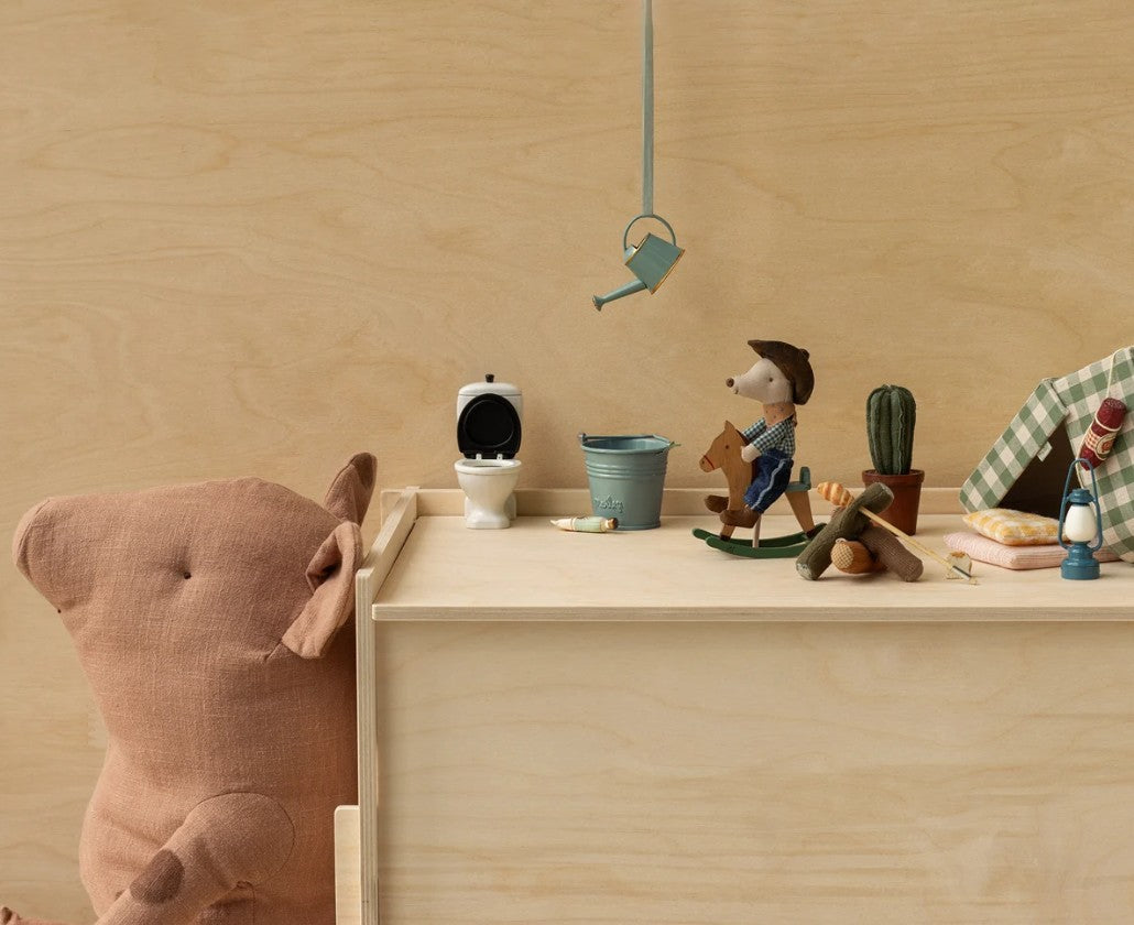 Maileg – Cowboy mouse on a rocking horse, Little brother