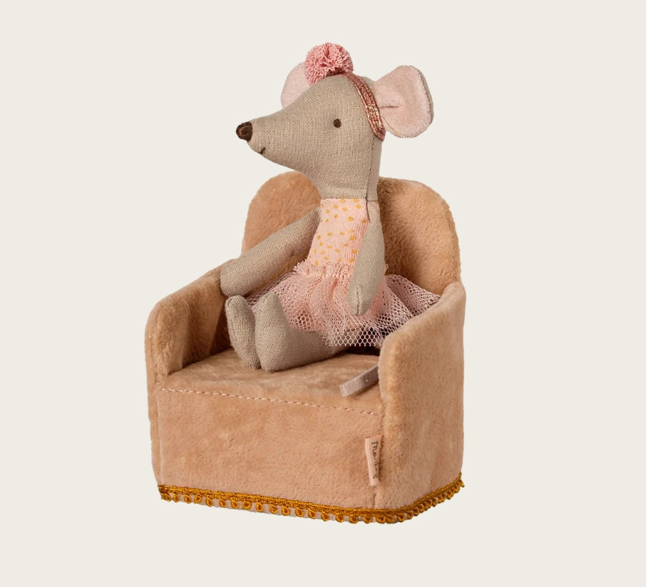 Maileg – Folding chair, mouse - Powder