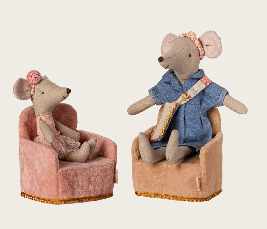 Maileg – Folding chair, mouse - Powder