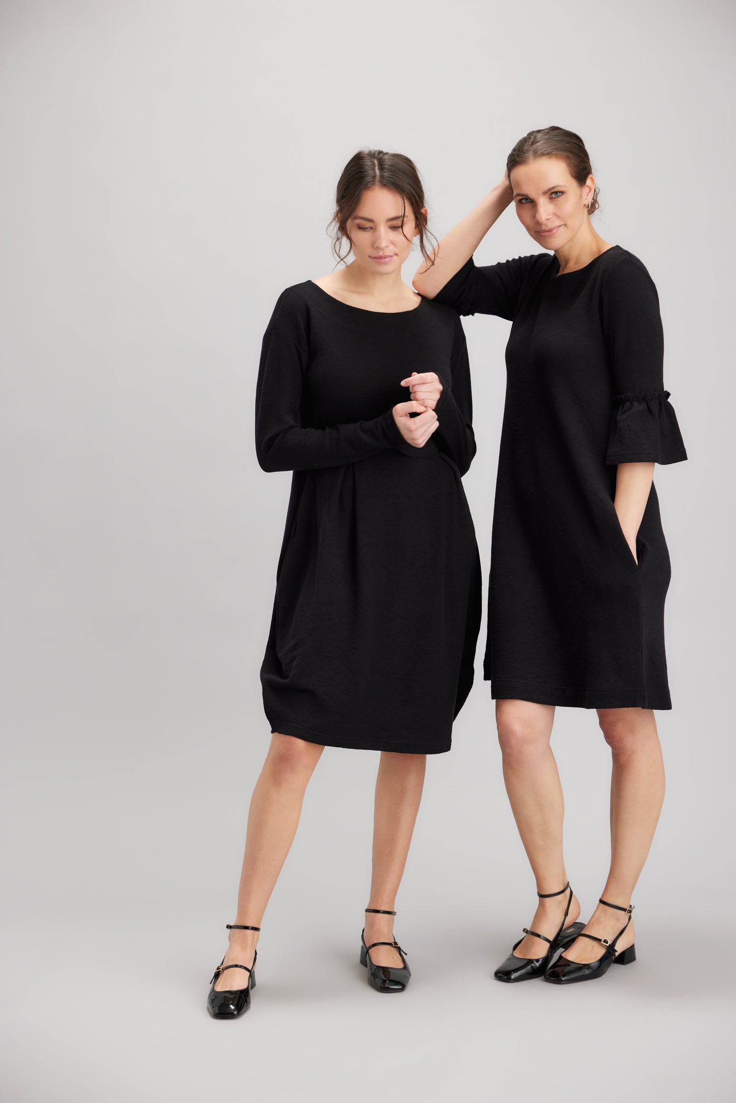 by basics (7030) – Merino Kjóll m/kvart ermum - 2 litir