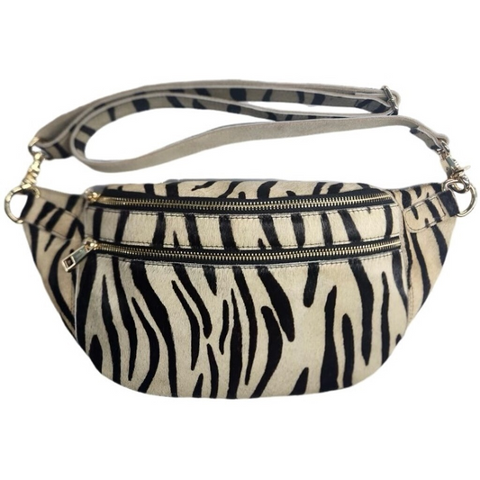 Astrid leðurtaska – Zebra Bumbag