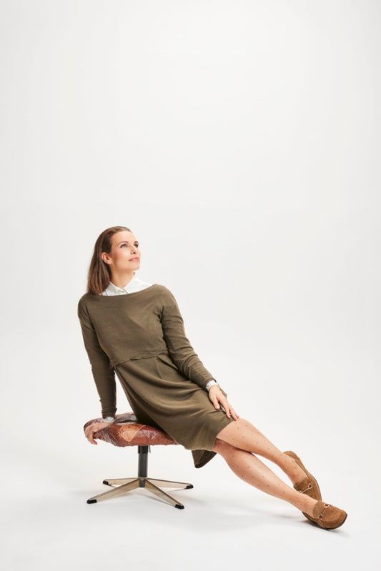 by basics (7035) – Merino Kjóll m/föllum